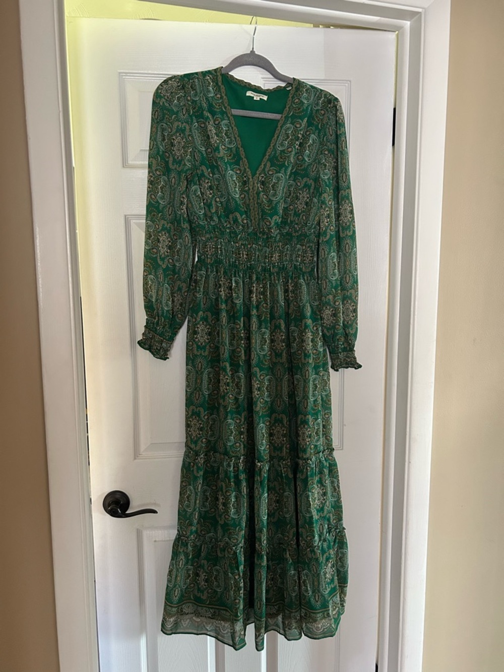 Max Studio Emerald Green Paisley Wrap-Style Maxi Dress